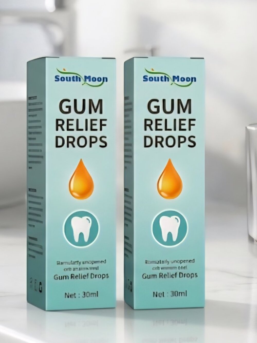 2-Pack South Moon Gum Relief Drops - Promotes Healthy Gums - New & Sealed Set